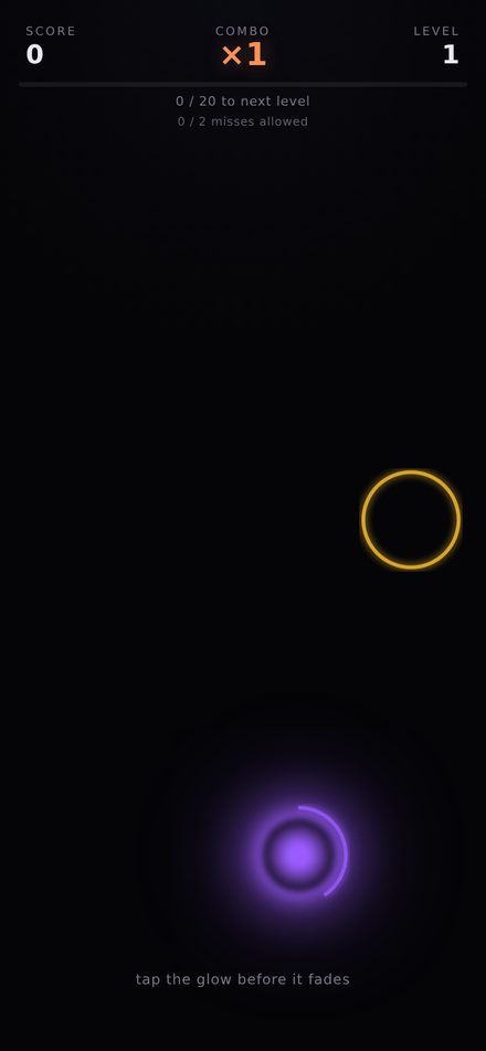 Emberdot gameplay showing two glowing dots to tap